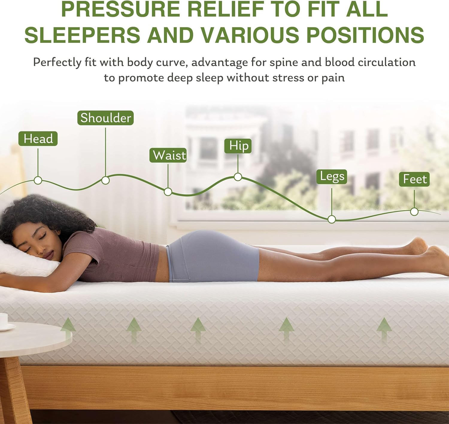 EGOHOME Full Size Memory Foam Mattress – 8 Inch Bed in a Box with Cooling Green Tea Gel